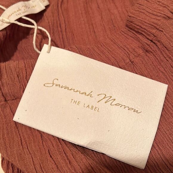 Savannah Morrow Womens Medium Maxi Crinkle Skirt Orange Elastic Waist NWT - Picture 4 of 6